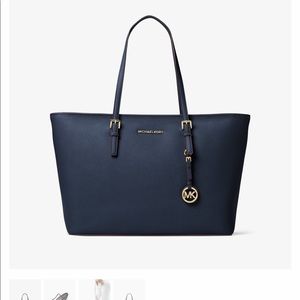Michael Kors navy blue jet set travel purse